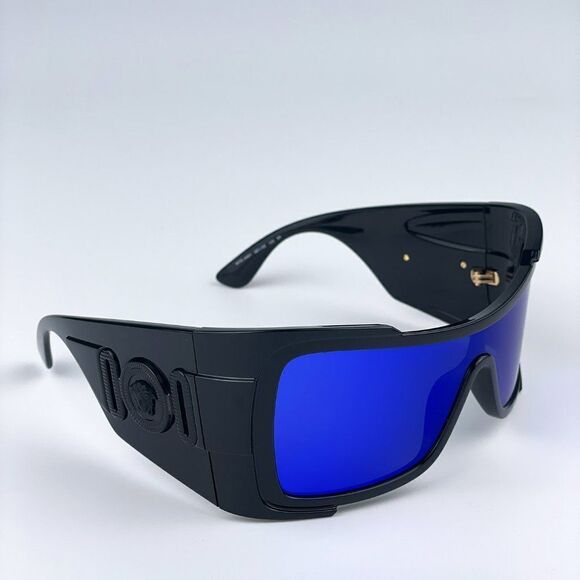 NEW Versace VE4451 GB1/55 Black Grey Mirrored Blue Wraparound Unisex Sunglasses main image 11